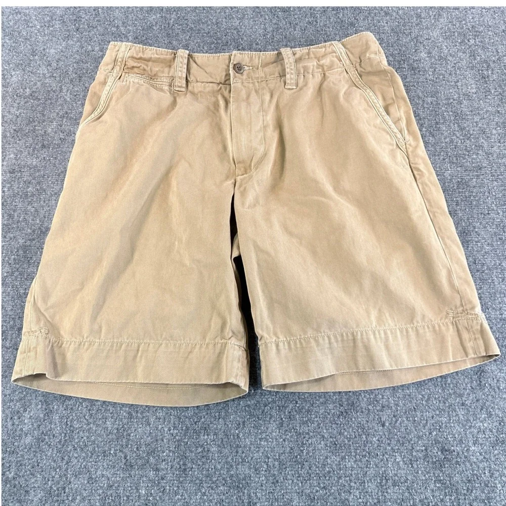 Polo Ralph Lauren Mens Tan Khaki Chino Shorts 33 Cotton Twill Casual Classic
